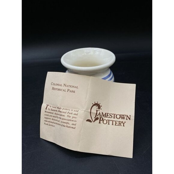 Jamestown Pottery Pot Signed Blue Grey Vase Candle Votive Holder - Picture 10 of 12